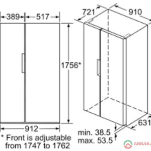 Thông số kỹ thuật Tủ lạnh Bosch Side by Side KAN92VI35O 