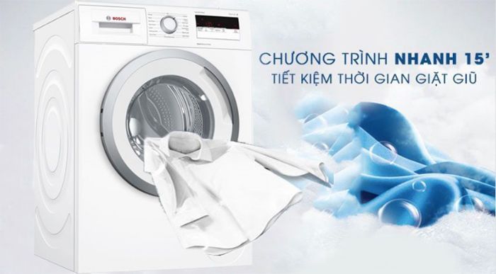 Chế độ giặt 15 phút tiện lợi với Máy giặt Bosch WAN28108GB 