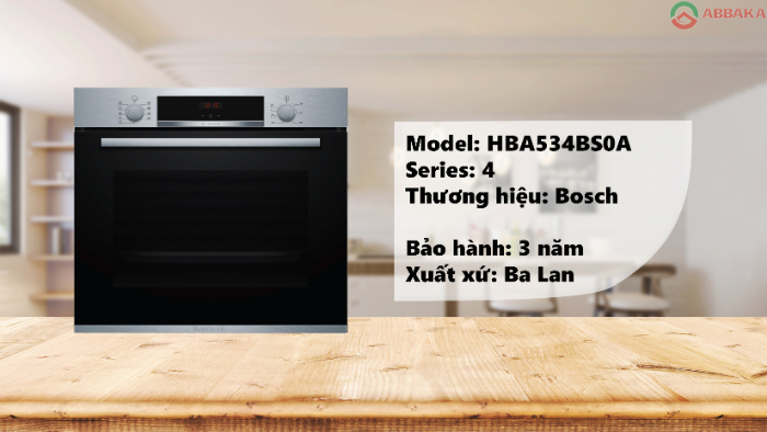 Lò nướng Bosch HBA534BS0A serie 4 thiết kế sang trọng, tính năng thông minh