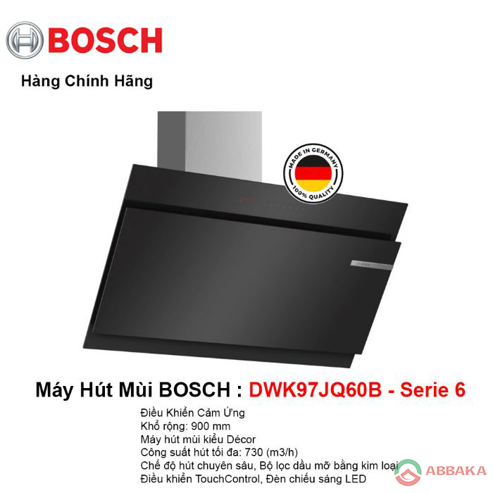 Máy hút mùi Bosch DWK97JQ60B cho bạn bầu không khí trong lành