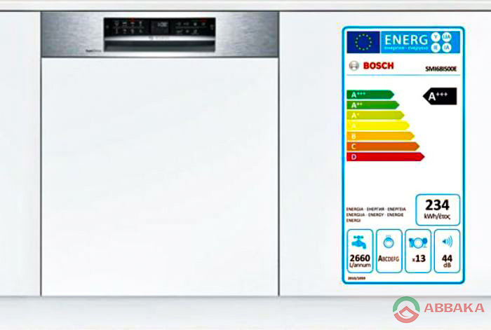 Nhãn năng lượng A++ của máy rửa bát Bosch SMI68NS07E tiết kiệm điện năng tối ưu