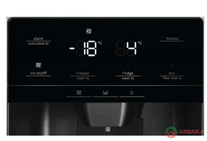 Bảng điều khiển của tủ lạnh Side By Side Bosch KAG93AIEPG 