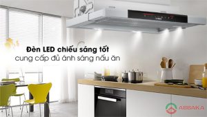 Chiếu sáng hiệu quả vùng nấu với hệ thống đèn LED của máy hút mùi Bosch DFS097J50B series 8