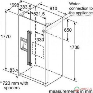 Thông số kỹ thuật  của Tủ lạnh Bosch Side by Side KAD90VB20 