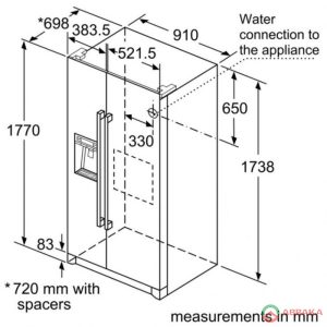 Thông số kỹ thuật của Tủ lạnh Bosch Side By Side KAG90AI20G