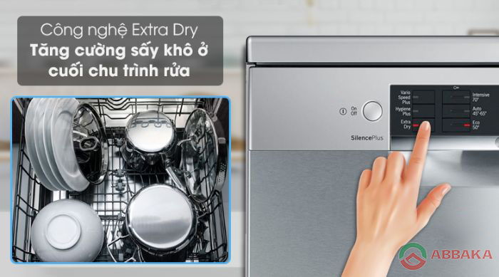 Tính năng Extra Dry: Sấy thêm của máy rửa bát Bosch SMS68MI04E