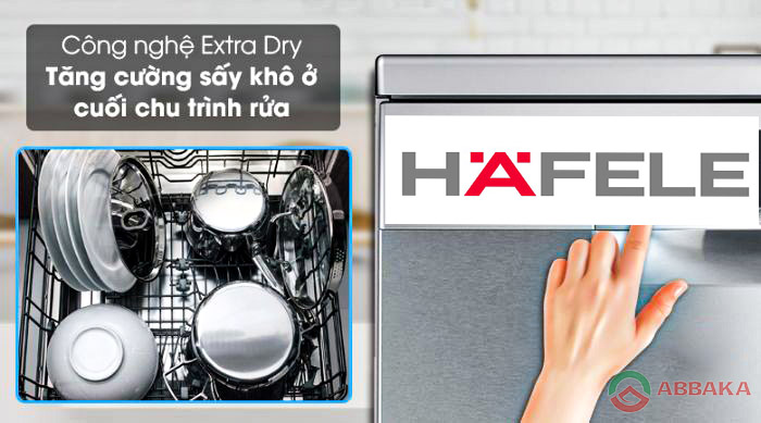Công nghệ Sấy thêm Extra Drying của máy rửa bát Hafele
