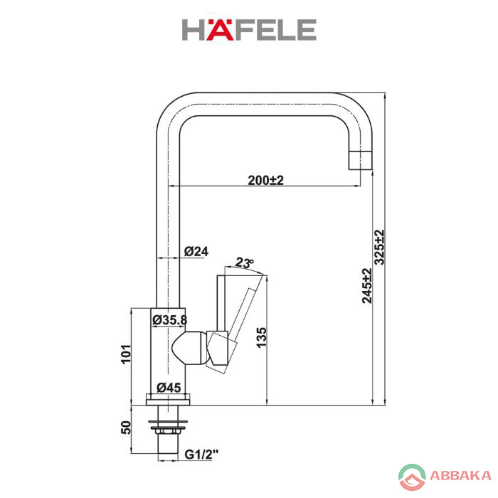 Thông số kỹ thuật của Vòi bếp Hafele HT21-CC1F245U