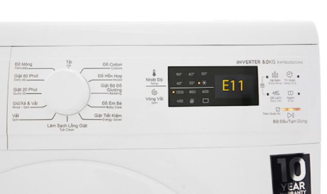 Bảng mã lỗi máy giặt electrolux - Mã lỗi E11 Không đủ nước trong chu trình giặt