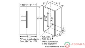 Thông số lắp đặt của tủ lạnh side by side BOSCH KAD92SB30