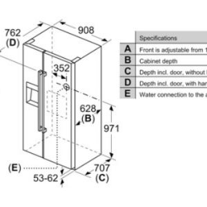 Thông số kỹ thuật của Tủ Lạnh Side By Side Bosch KAD93ABEP